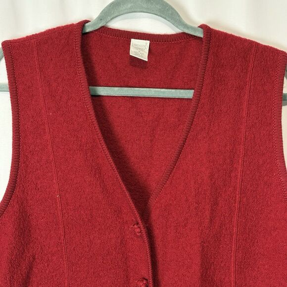 Lands End Red 100% Boiled Wool Button Up Vest Womens Size 16P Vintage Hong Kong - Picture 3 of 7